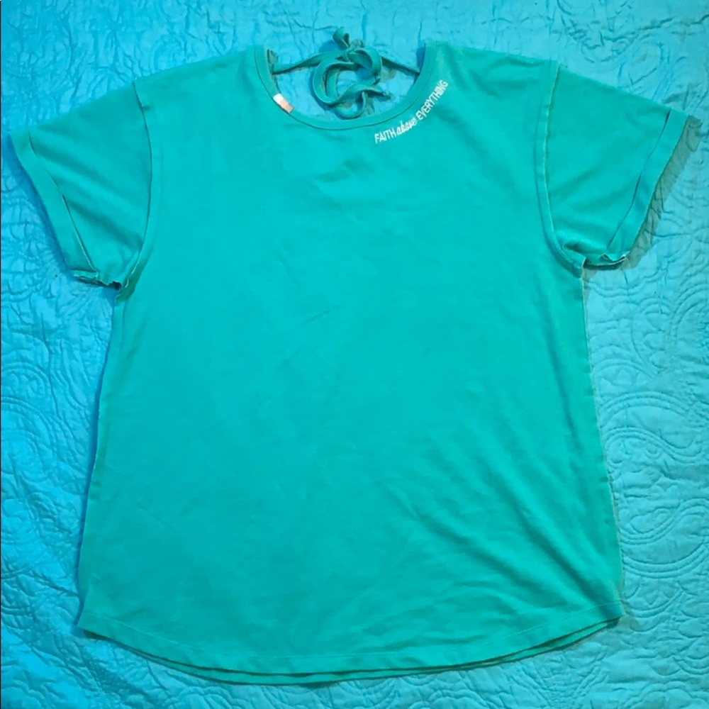 Jadelynn Brooke Teal Tie Back Shirt